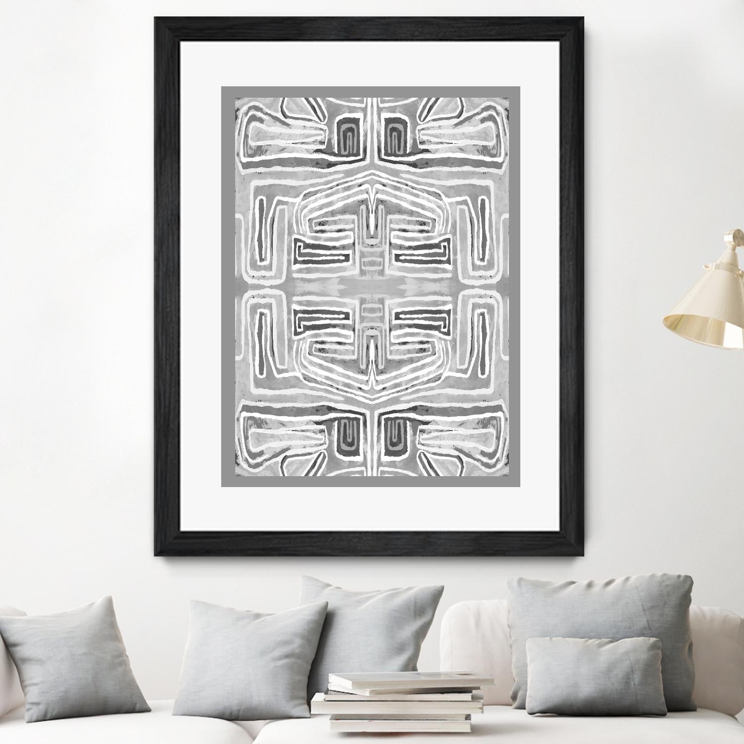 Dynasty-III by Lori Dubois on GIANT ART - white patterns gray border