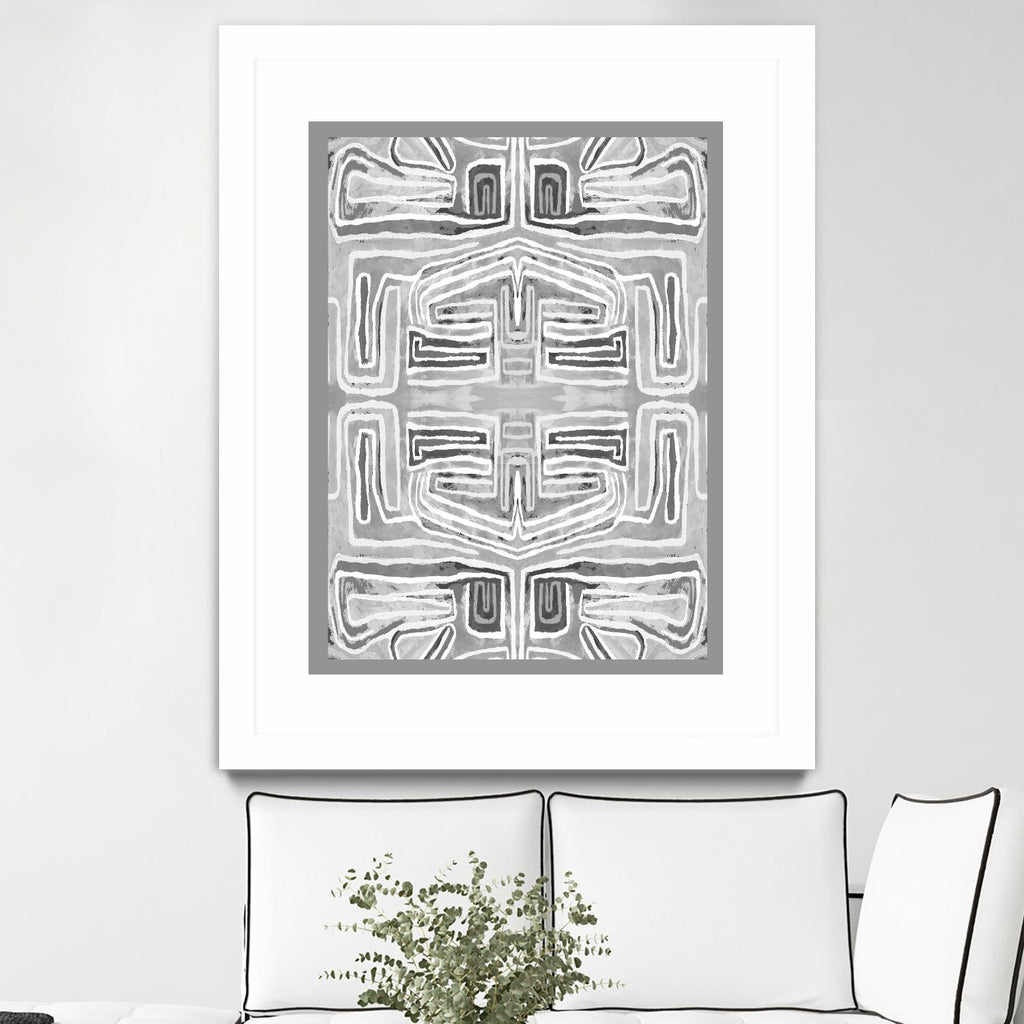 Dynasty-III by Lori Dubois on GIANT ART - white patterns gray border