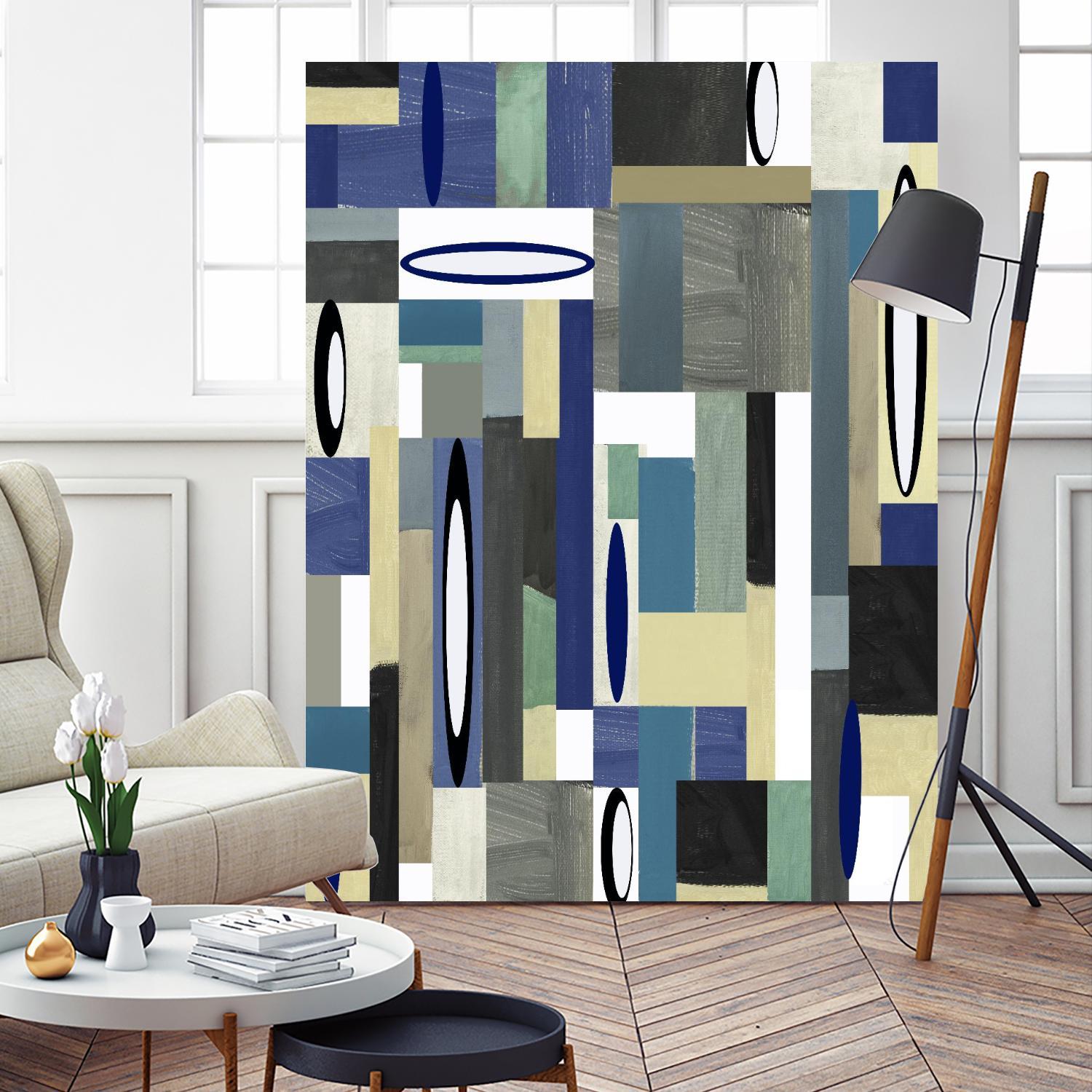 MercuryBlue-II by Lori Dubois on GIANT ART - blue linear black & white