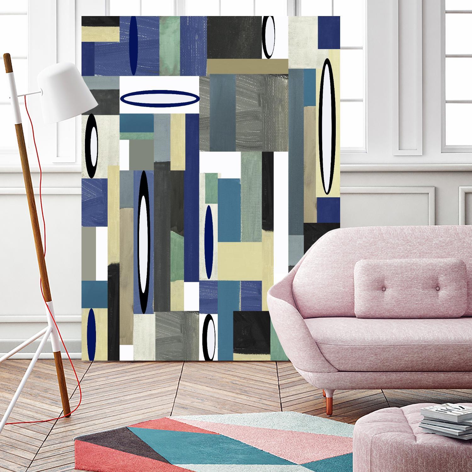 MercuryBlue-II by Lori Dubois on GIANT ART - blue linear black & white