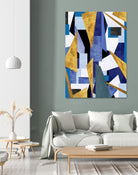 CosmicRain by Lori Dubois on GIANT ART - gold geometric black background