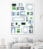 DottedLines by Lori Dubois on GIANT ART - green shapes black & white
