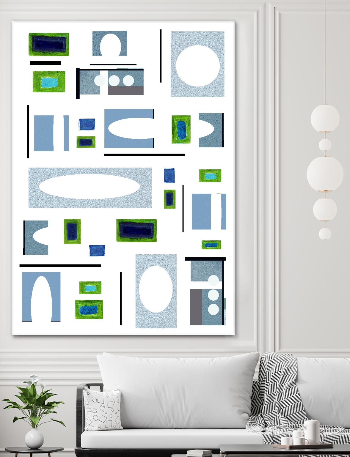 DottedLines by Lori Dubois on GIANT ART - green shapes black & white
