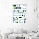 DottedLines by Lori Dubois on GIANT ART - green shapes black & white