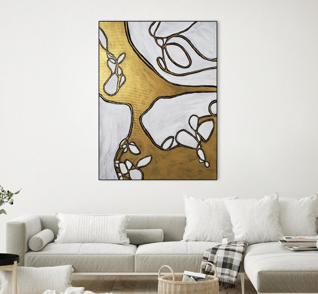 Mocha Latte -Gold - 1 by Lori Dubois on GIANT ART - gold linear