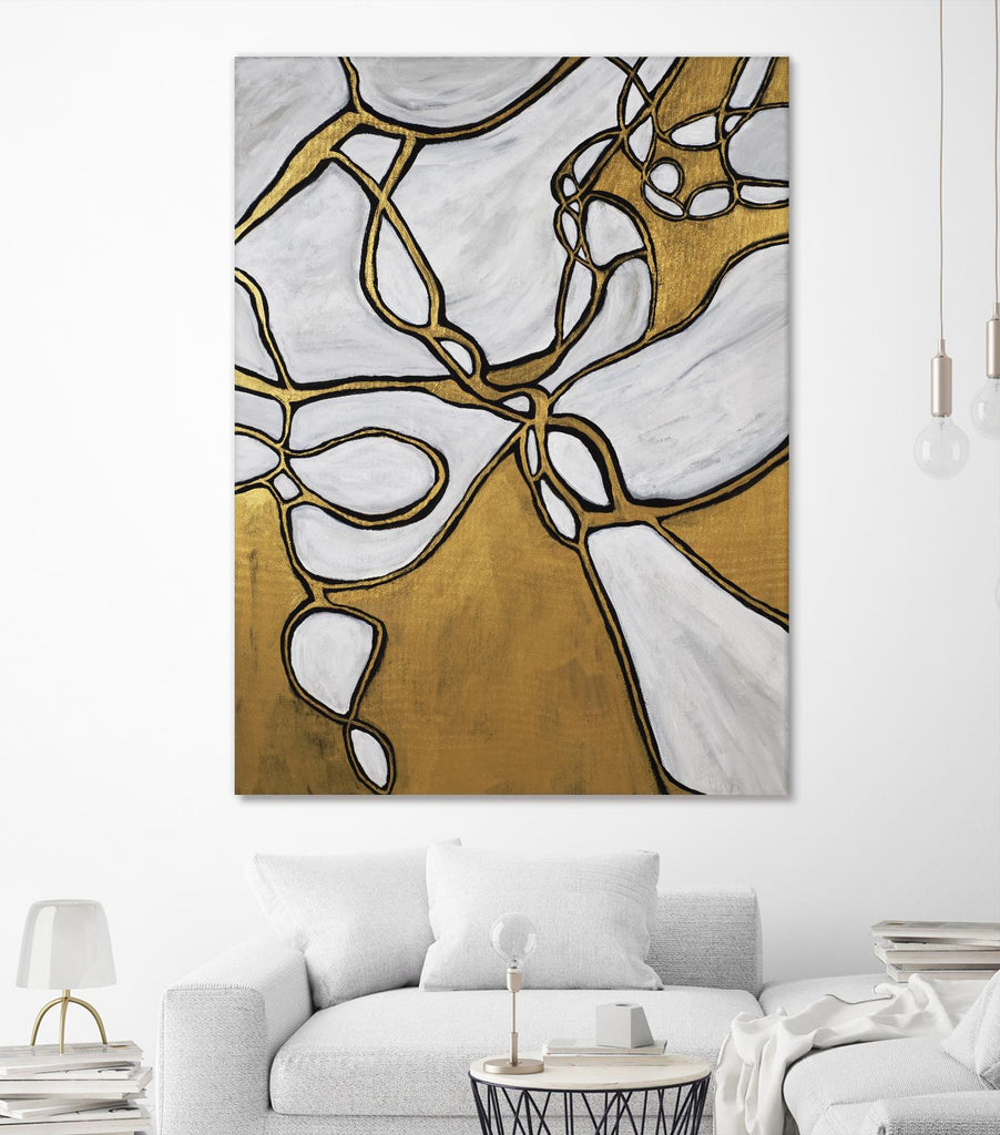 Mocha Latte -Gold - 2 by Lori Dubois on GIANT ART - gold linear