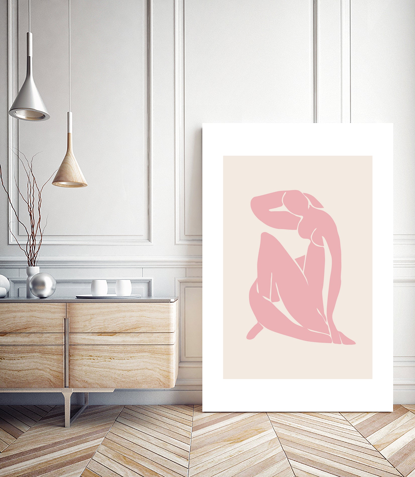 Nude Figure II by M Studio on GIANT ART - beige minimalist