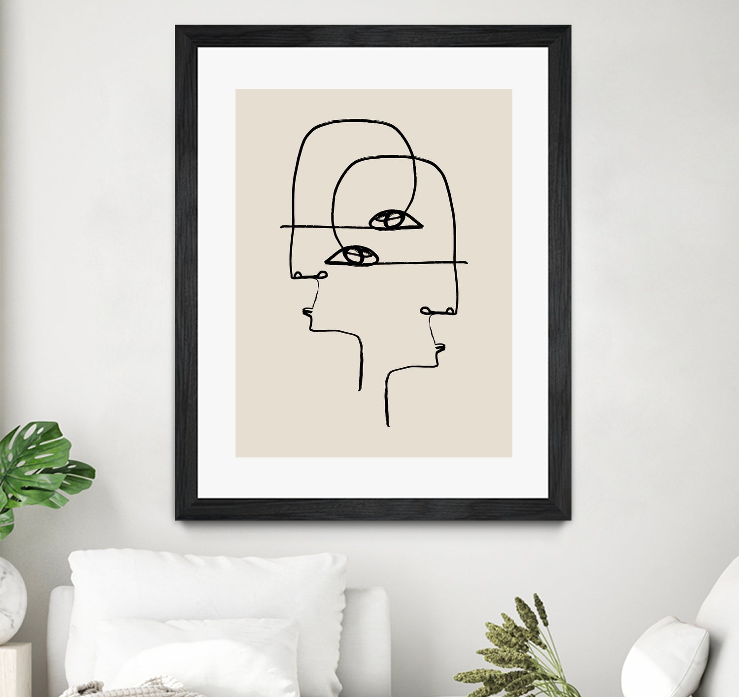 Faces by M Studio on GIANT ART - beige minimalist