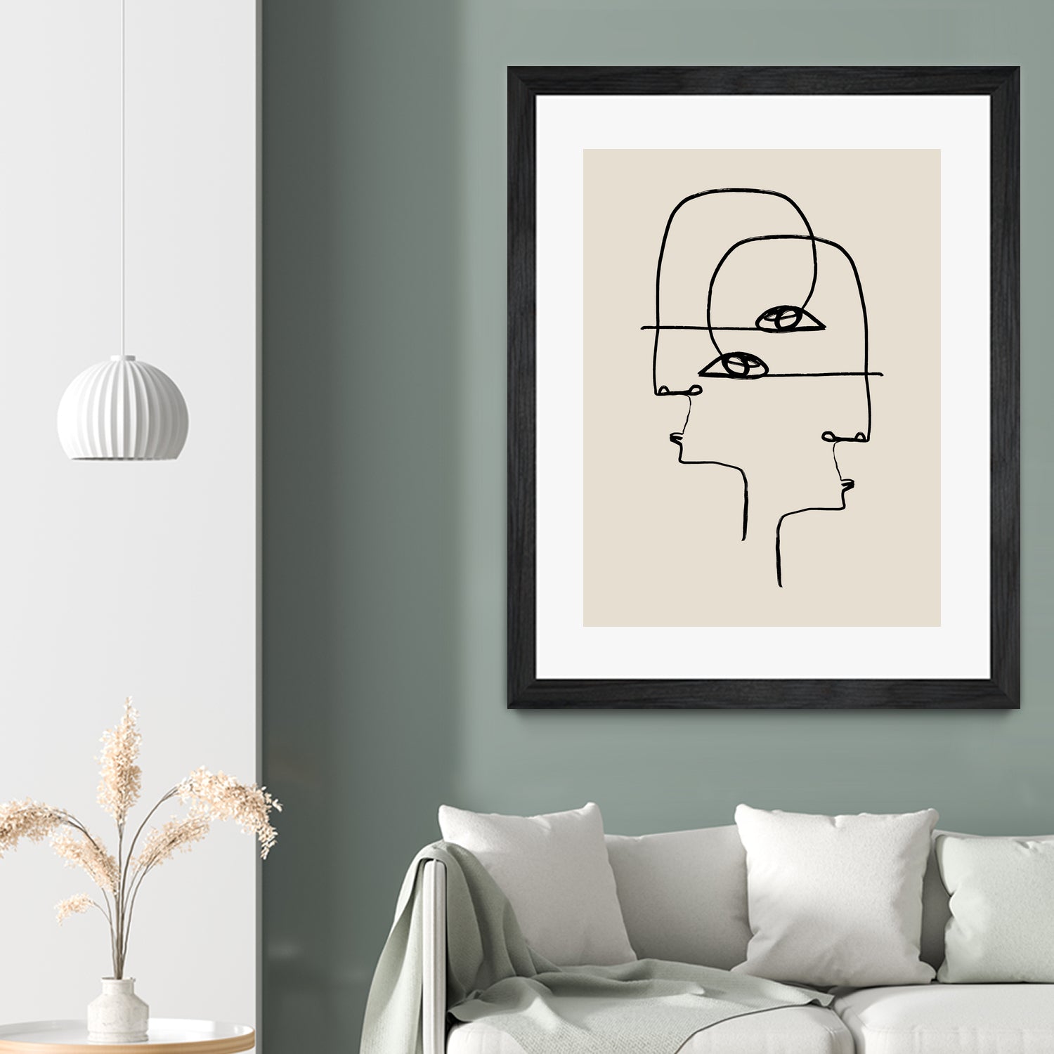 Faces by M Studio on GIANT ART - beige minimalist