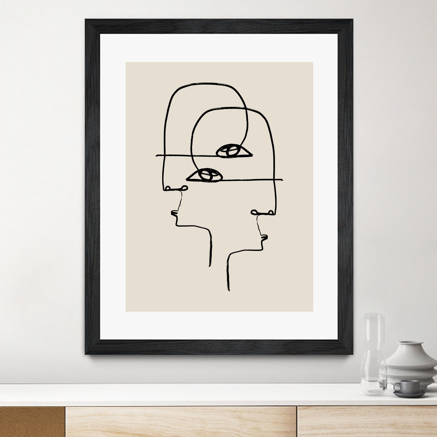 Faces by M Studio on GIANT ART - beige minimalist