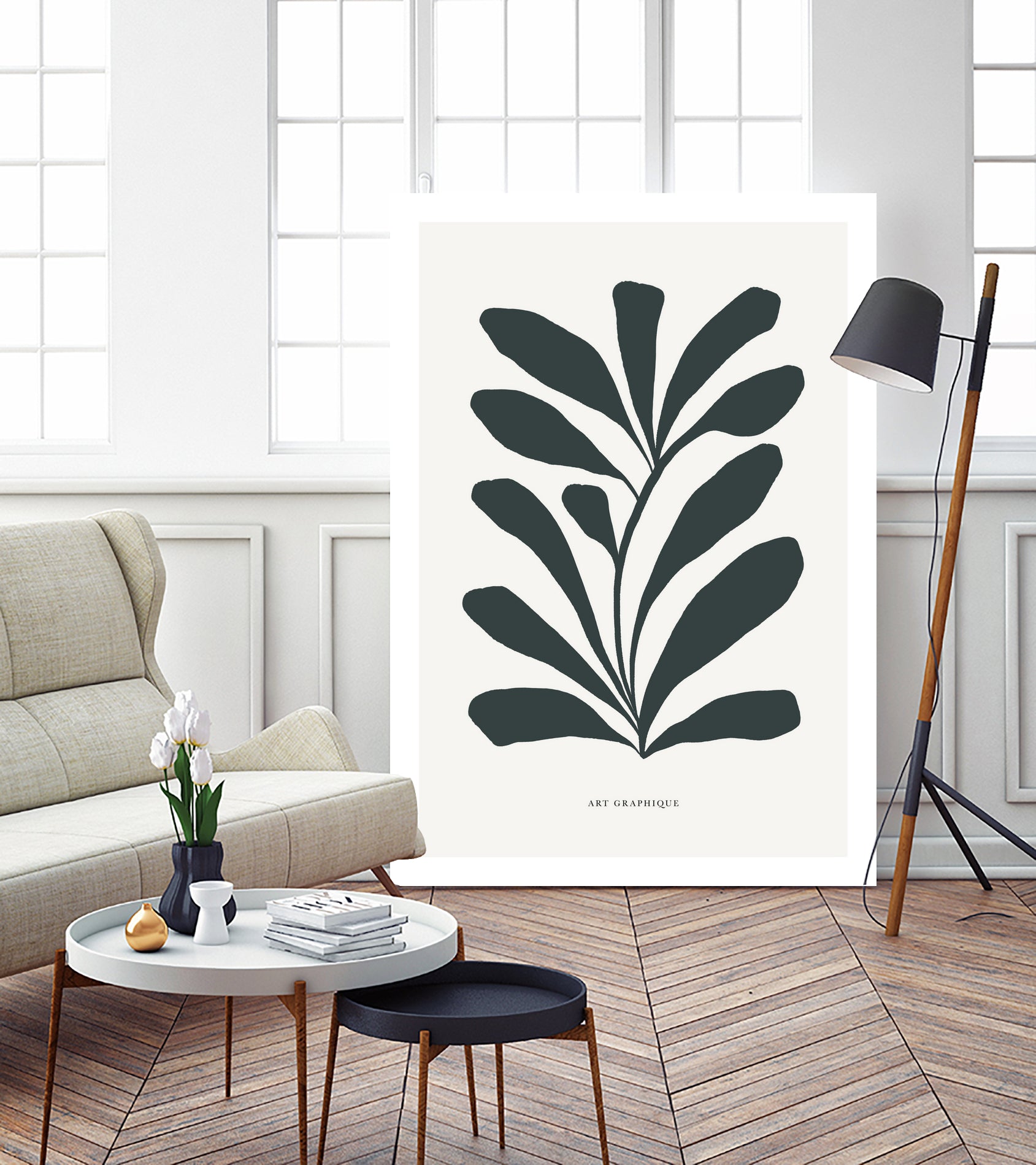 Flowers II by M Studio on GIANT ART - beige scandinavian