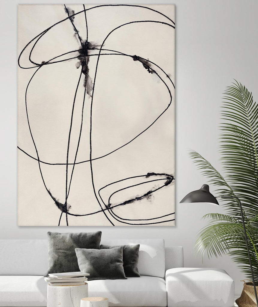 Tangled Ties by Daleno Art on GIANT ART - beige black & white abstrait 