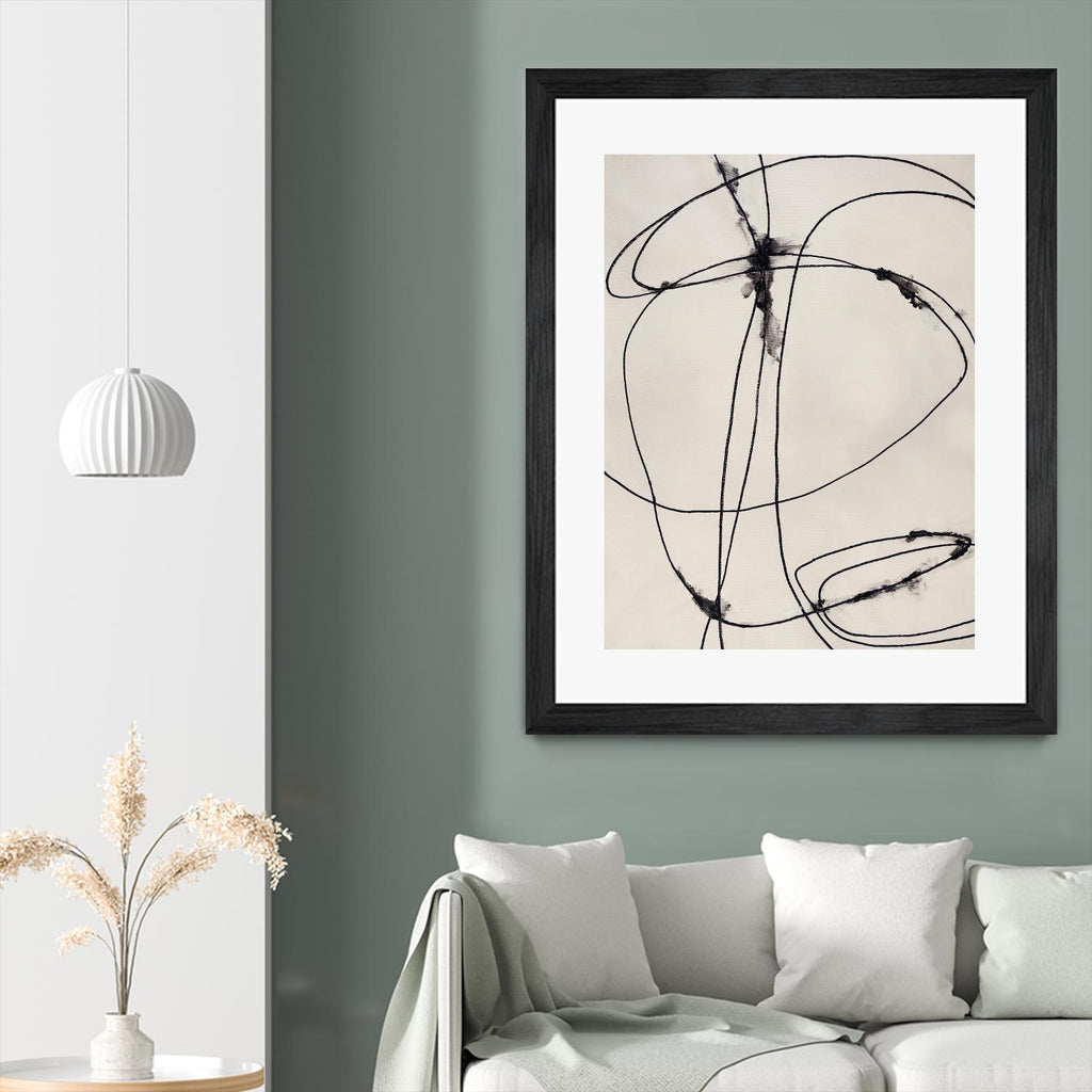 Tangled Ties by Daleno Art on GIANT ART - beige black & white abstrait 
