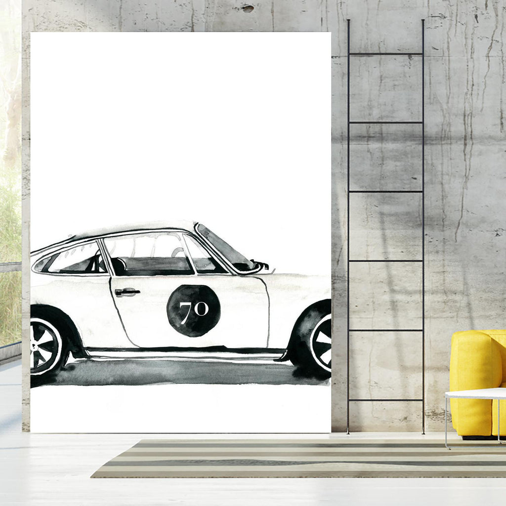 Porsche by Mercedes Lopez Charro on GIANT ART - white watercolor automobile