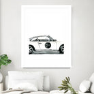 Porsche by Mercedes Lopez Charro on GIANT ART - white watercolor automobile