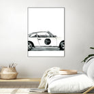 Porsche by Mercedes Lopez Charro on GIANT ART - white watercolor automobile