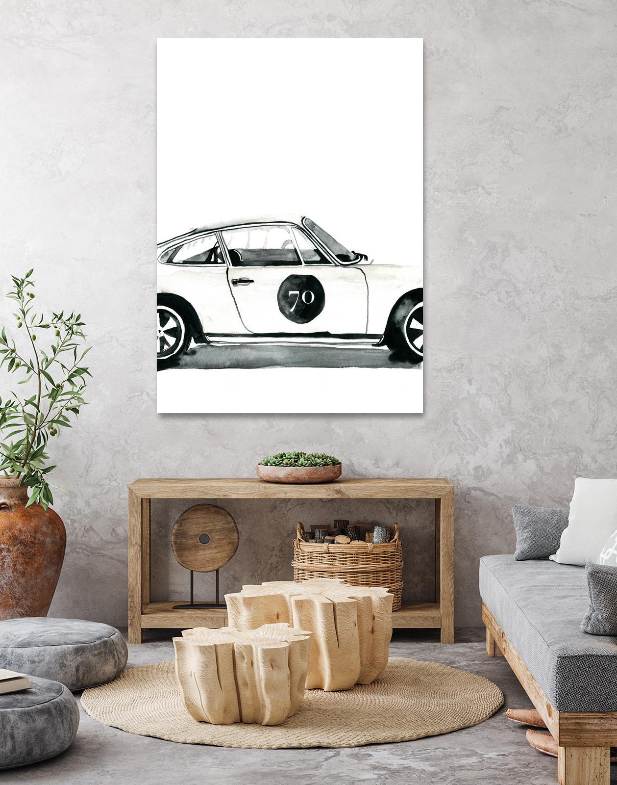 Porsche by Mercedes Lopez Charro on GIANT ART - white watercolor automobile