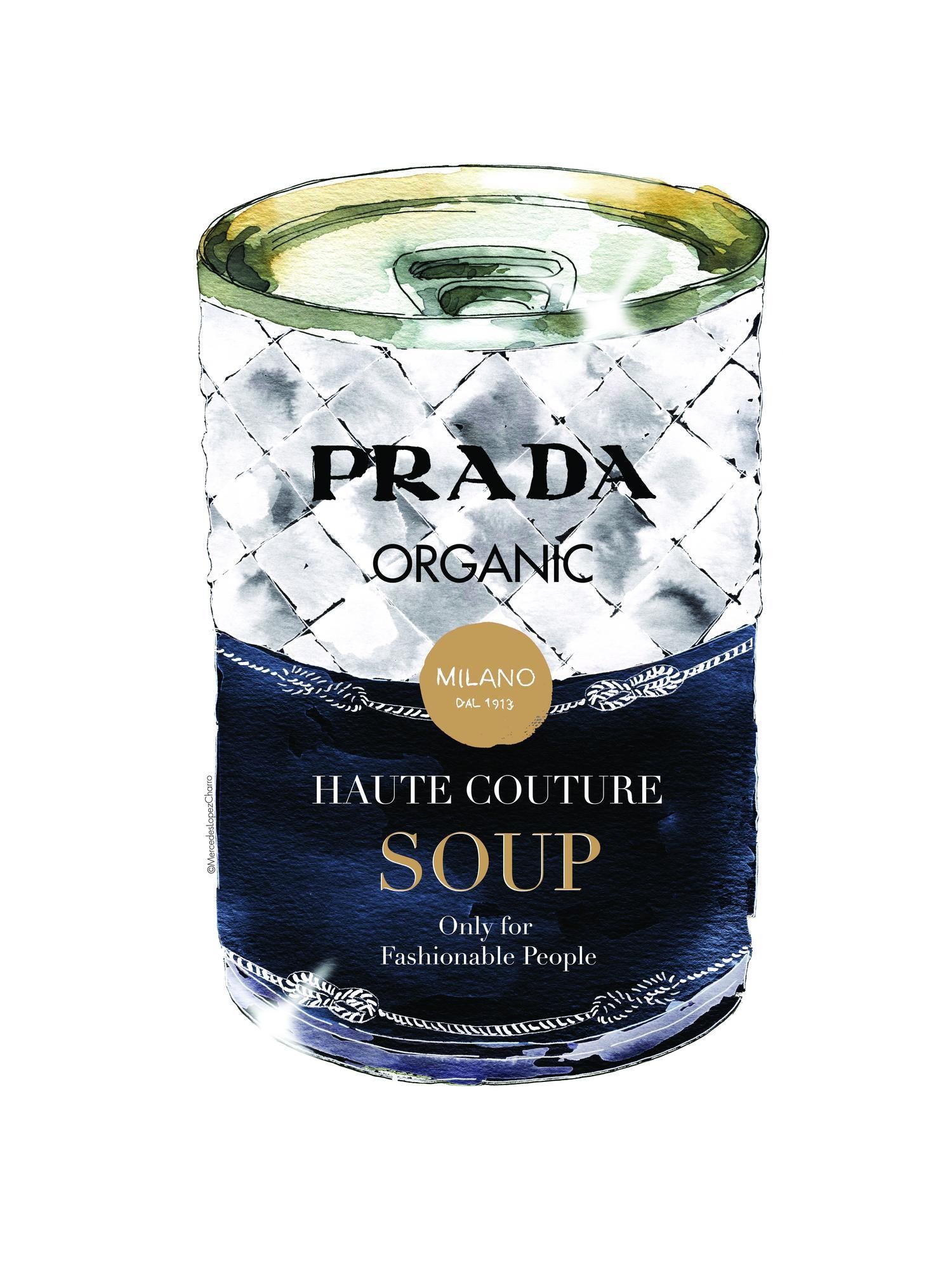 Prada Soup by Mercedes Lopez Charro on GIANT ART - gold watercolor warhol