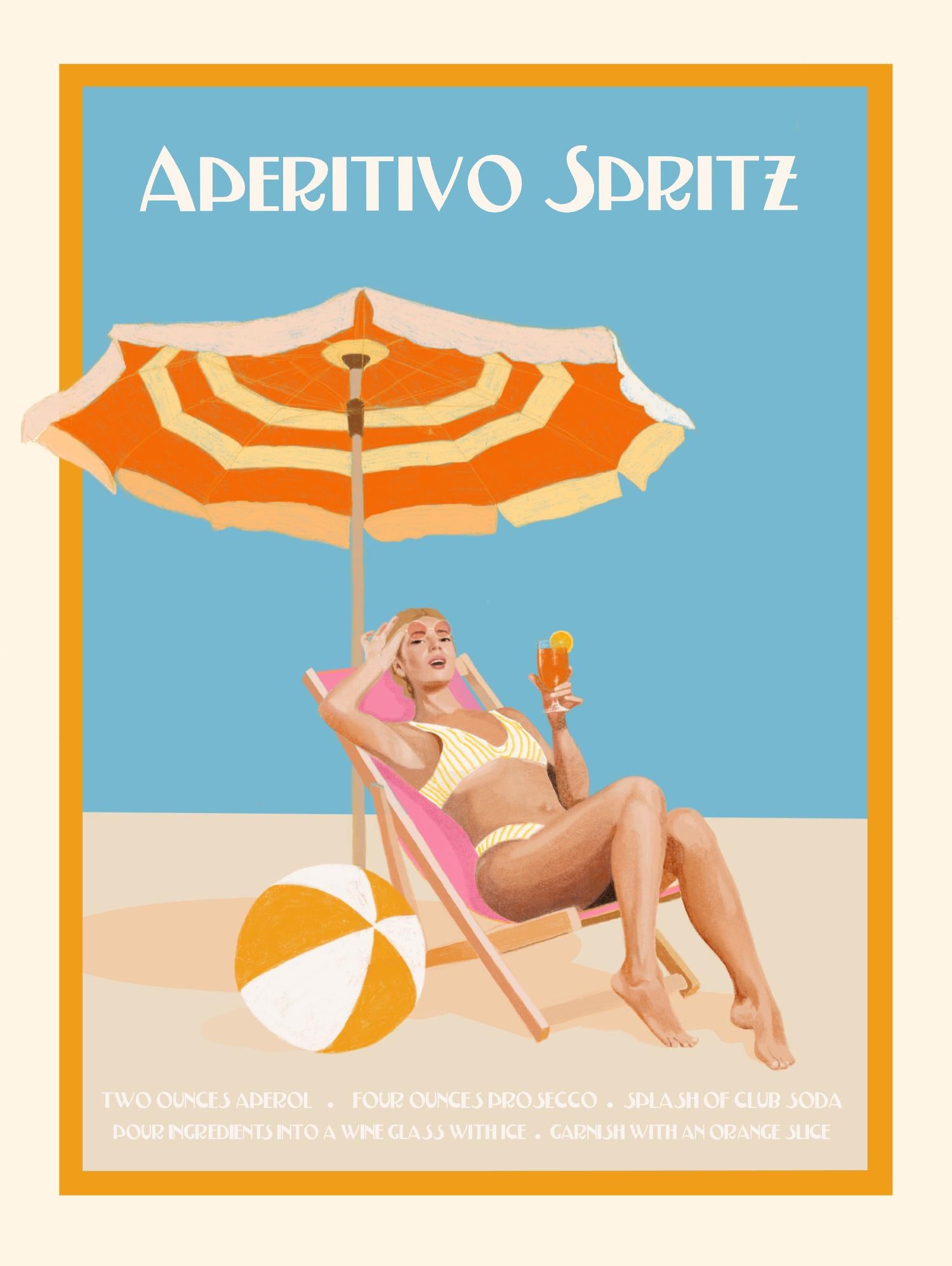 Aperitivo Spritz de Jenny Liz Rome sur GIANT ART - cocktail figuratif orange