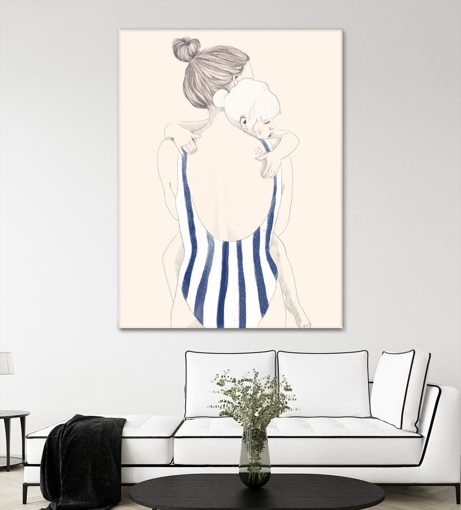 Daughter by Jenny Liz Rome on GIANT ART - blue figurative stripes