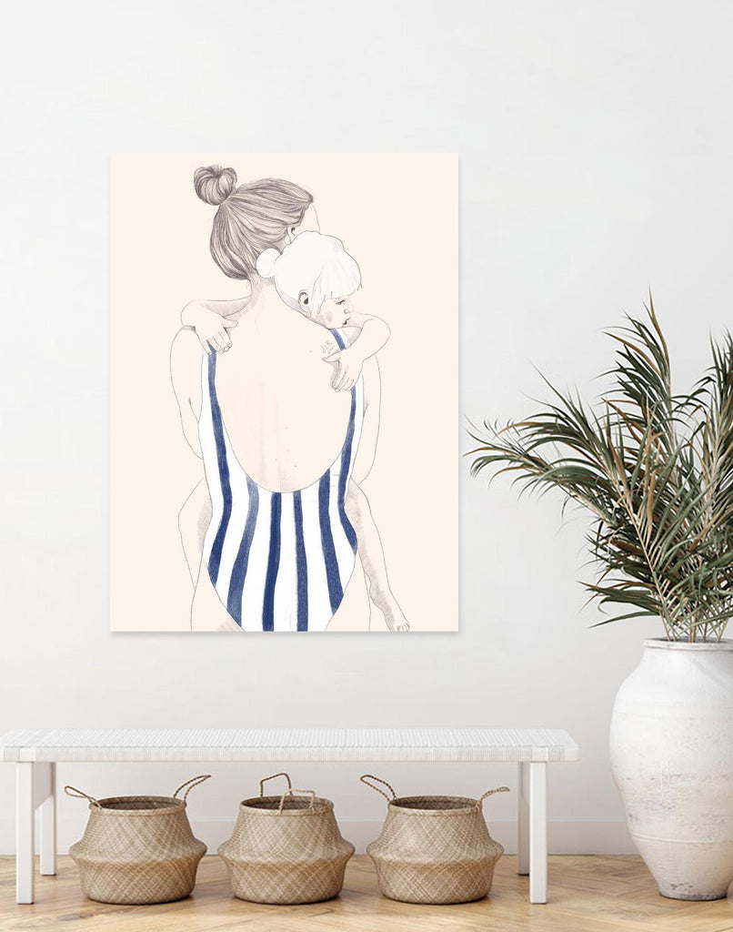 Daughter by Jenny Liz Rome on GIANT ART - blue figurative stripes