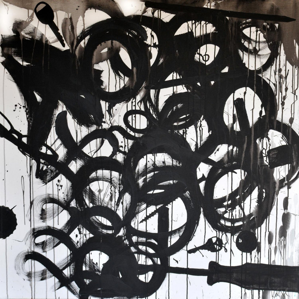 Junk Drawer de KenT Youngstrom sur GIANT ART - abstrait en noir et blanc