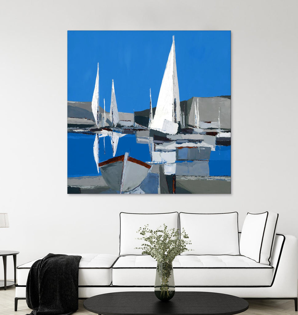 Voiles Blanches I by Demagny on GIANT ART - grey sea scene