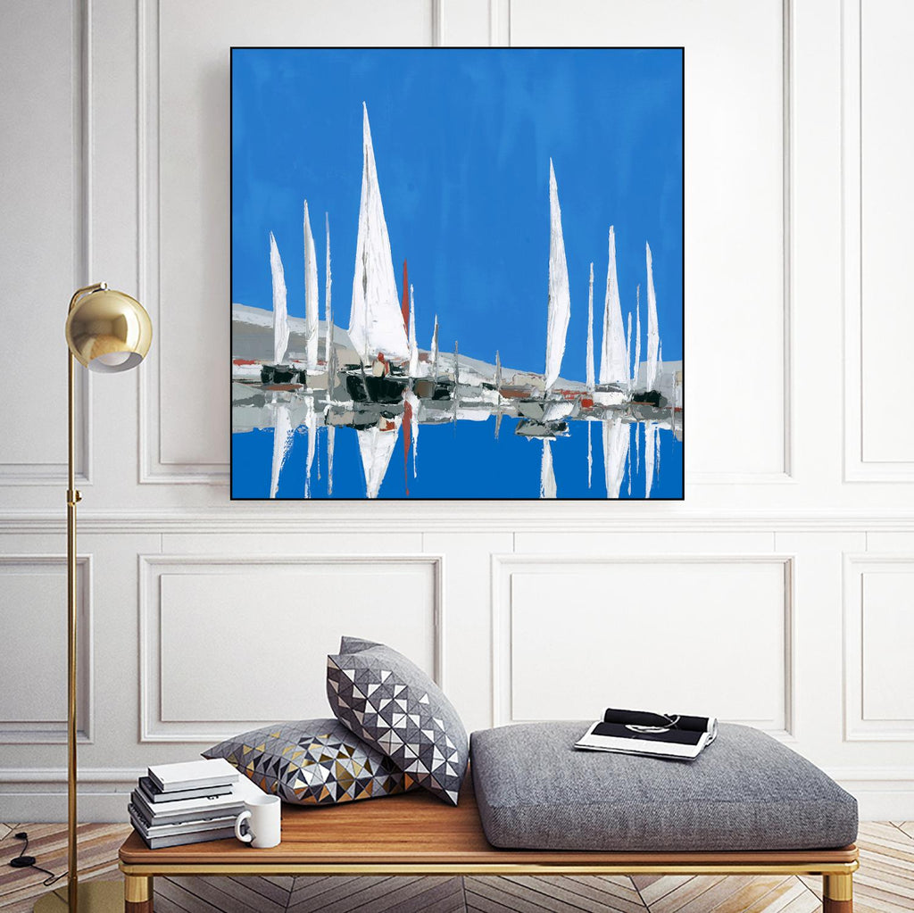Voiles Blanches II by Demagny on GIANT ART - grey sea scene