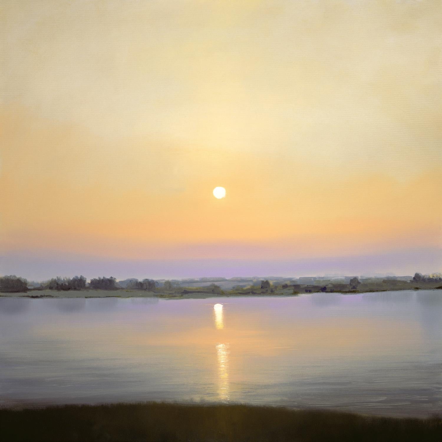 Coucher de soleil sur la rivière par Matthew Hasty sur GIANT ART - paysage jaune