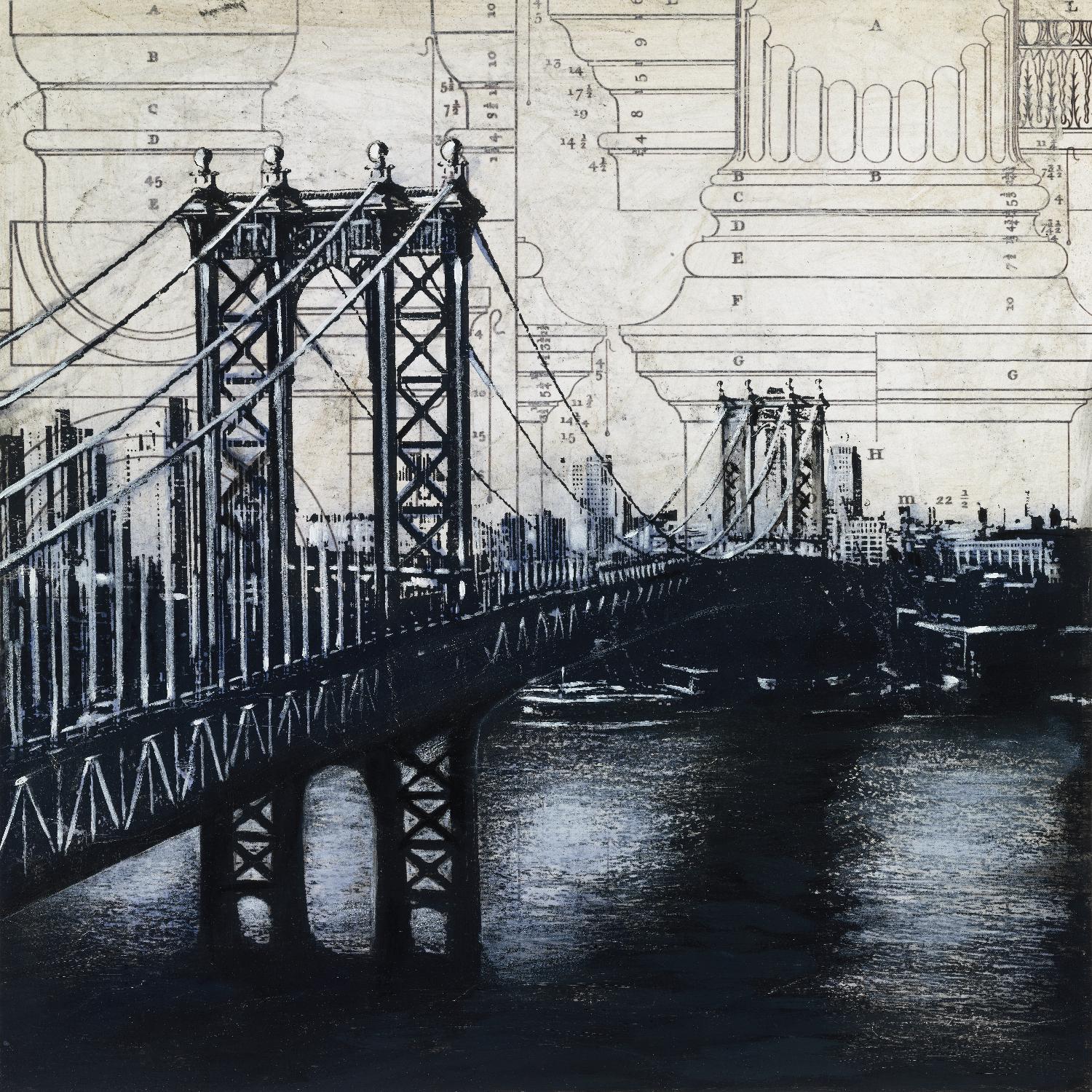 Bridges of Old 2 par David Dauncey sur GIANT ART - scène de ville noire