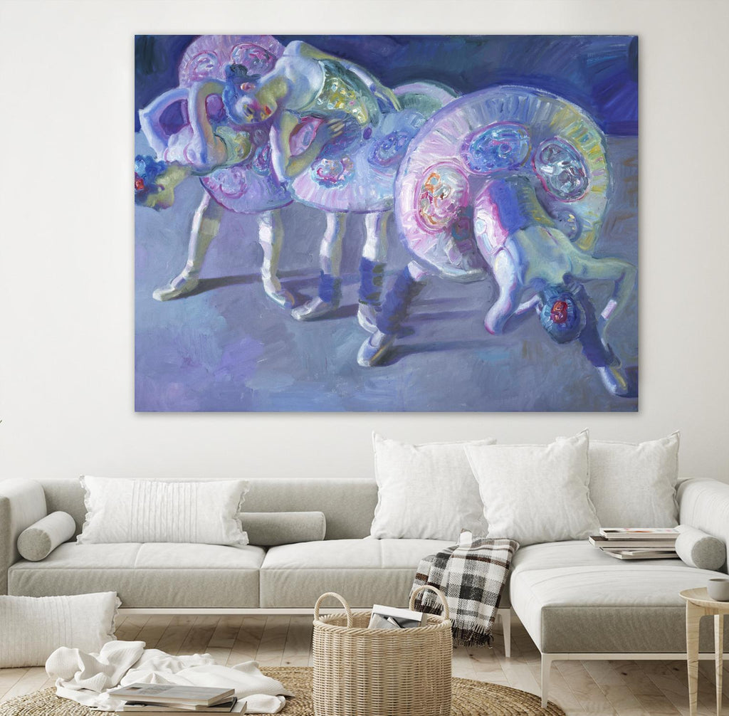 Three Dancers in Grey and Blue by John Asaro on GIANT ART - blue music - dance