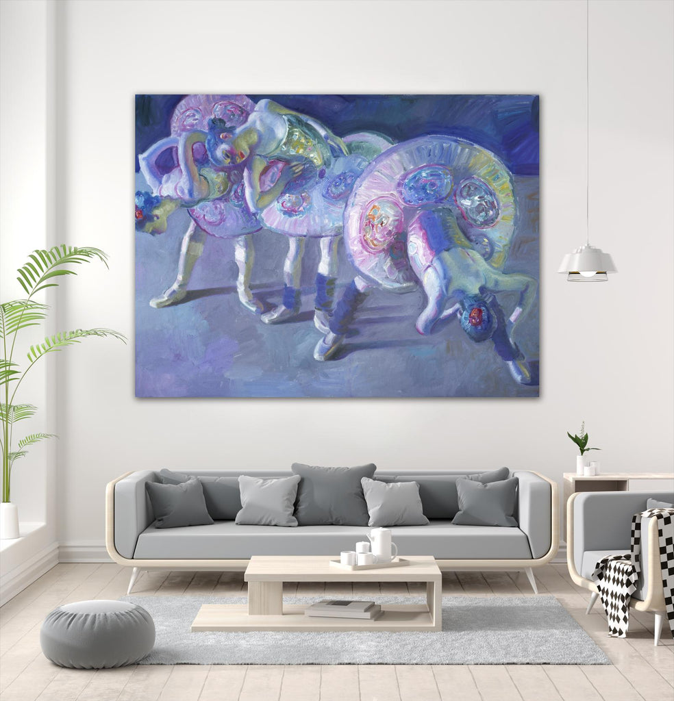 Three Dancers in Grey and Blue by John Asaro on GIANT ART - blue music - dance