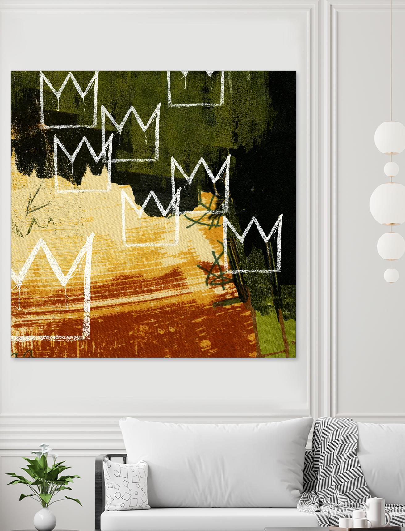 Graffiti Crowns C by Tracy Hiner on GIANT ART - orange contemporary