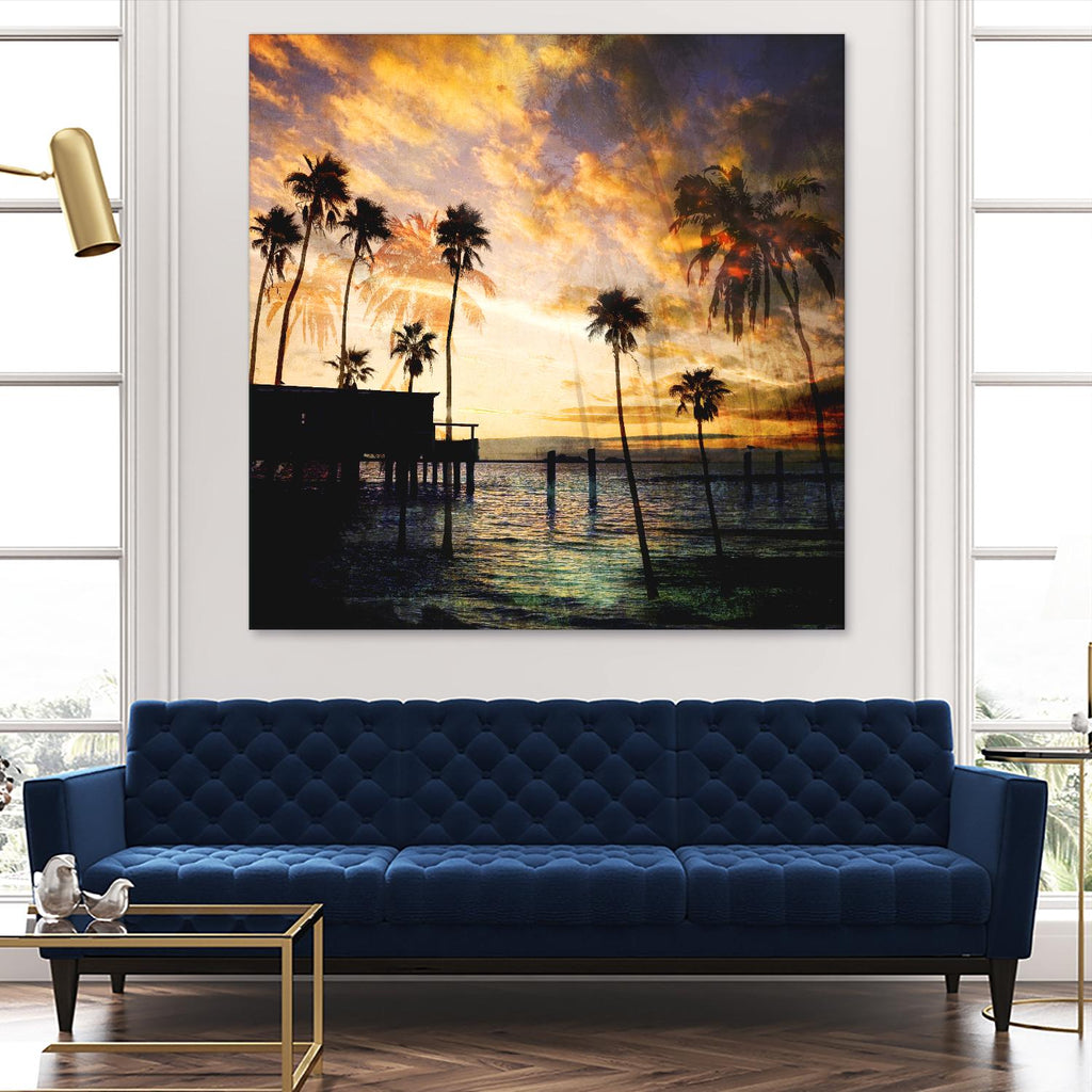 Sunset on the Pier B by GI ArtLab on GIANT ART - blue tropical
