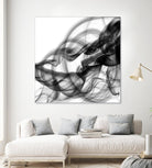 White Smoke Abstract Square by GI ArtLab on GIANT ART - black abstract