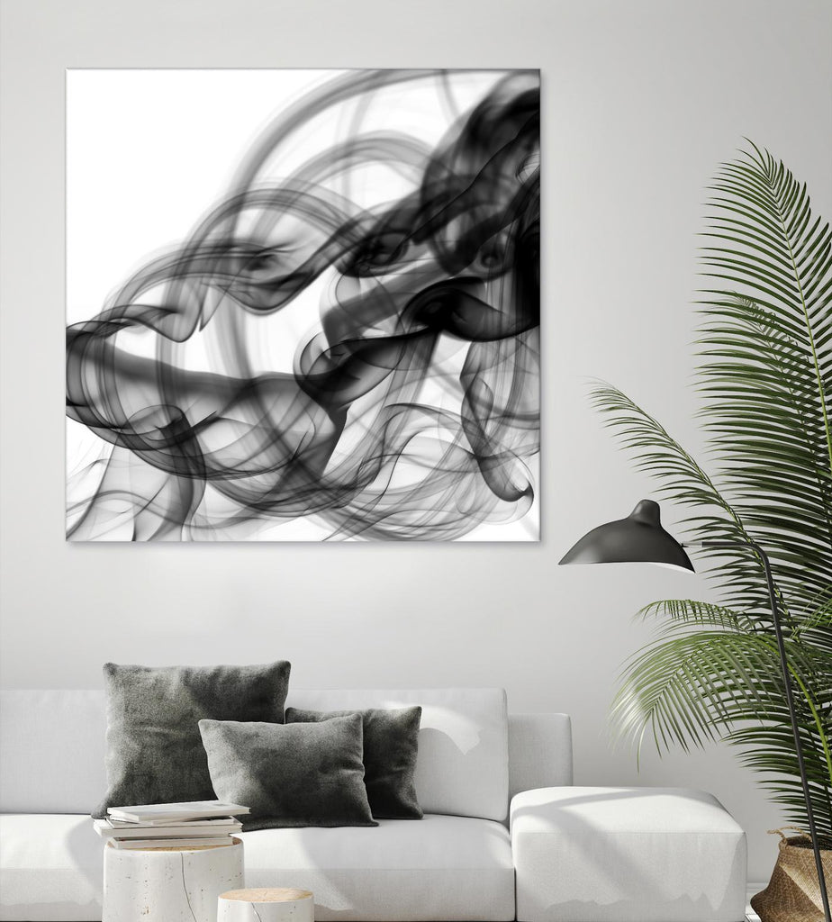 Carré abstrait de fumée blanche par GI ArtLab sur GIANT ART - abstrait noir