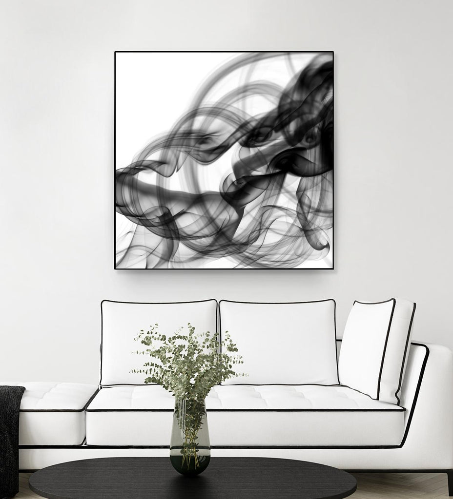 White Smoke Abstract Square by GI ArtLab on GIANT ART - black abstract