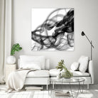 White Smoke Abstract Square by GI ArtLab on GIANT ART - black abstract