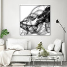 White Smoke Abstract Square by GI ArtLab on GIANT ART - black abstract
