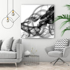 White Smoke Abstract Square by GI ArtLab on GIANT ART - black abstract