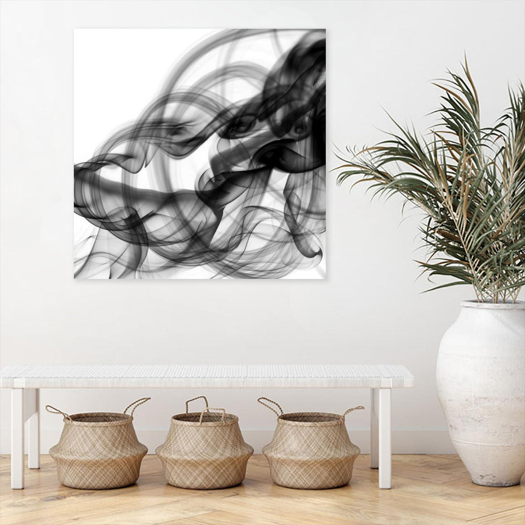 White Smoke Abstract Square by GI ArtLab on GIANT ART - black abstract