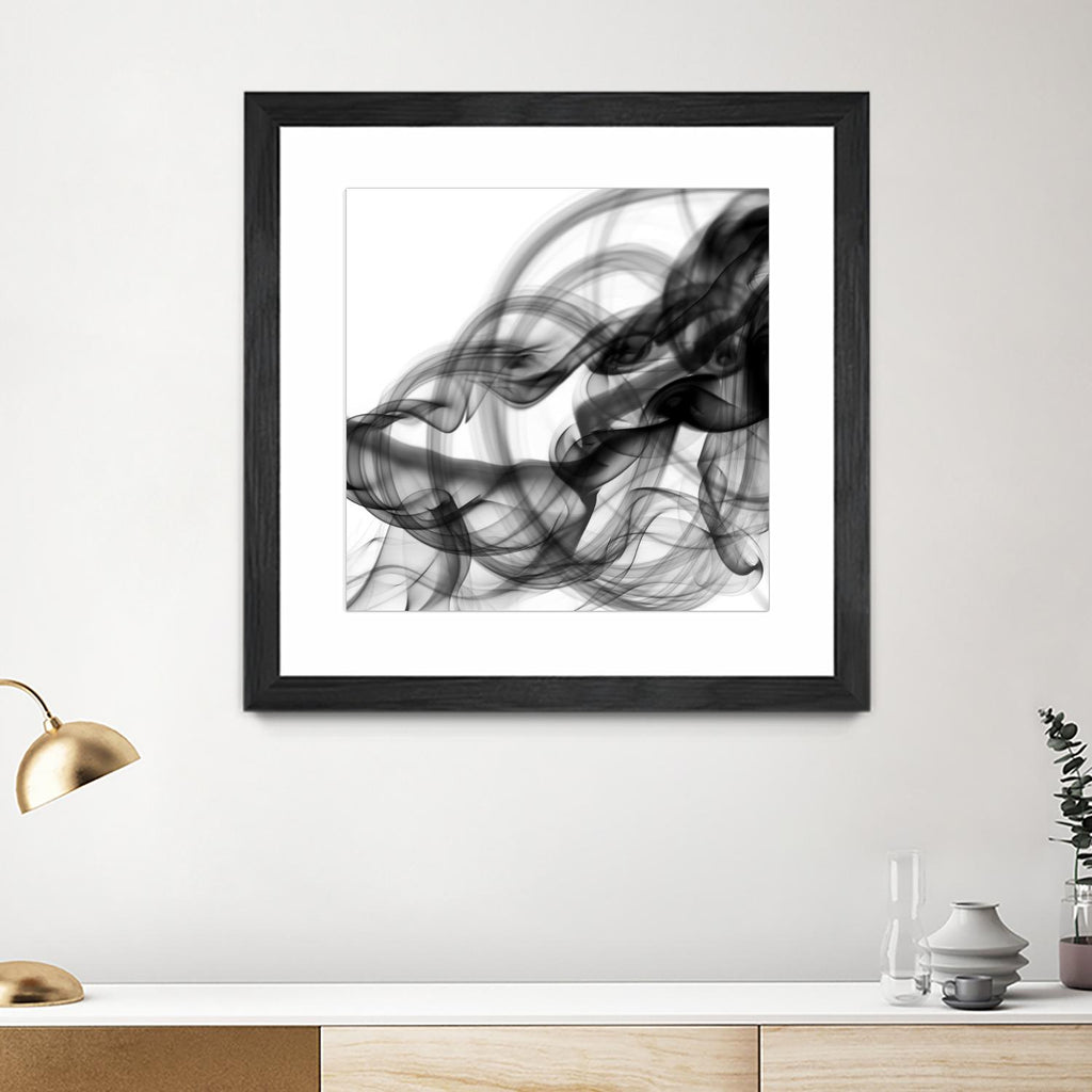 Carré abstrait de fumée blanche par GI ArtLab sur GIANT ART - abstrait noir