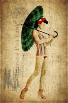 Pinup Girl in the Shade by GI ArtLab on GIANT ART - green vintage