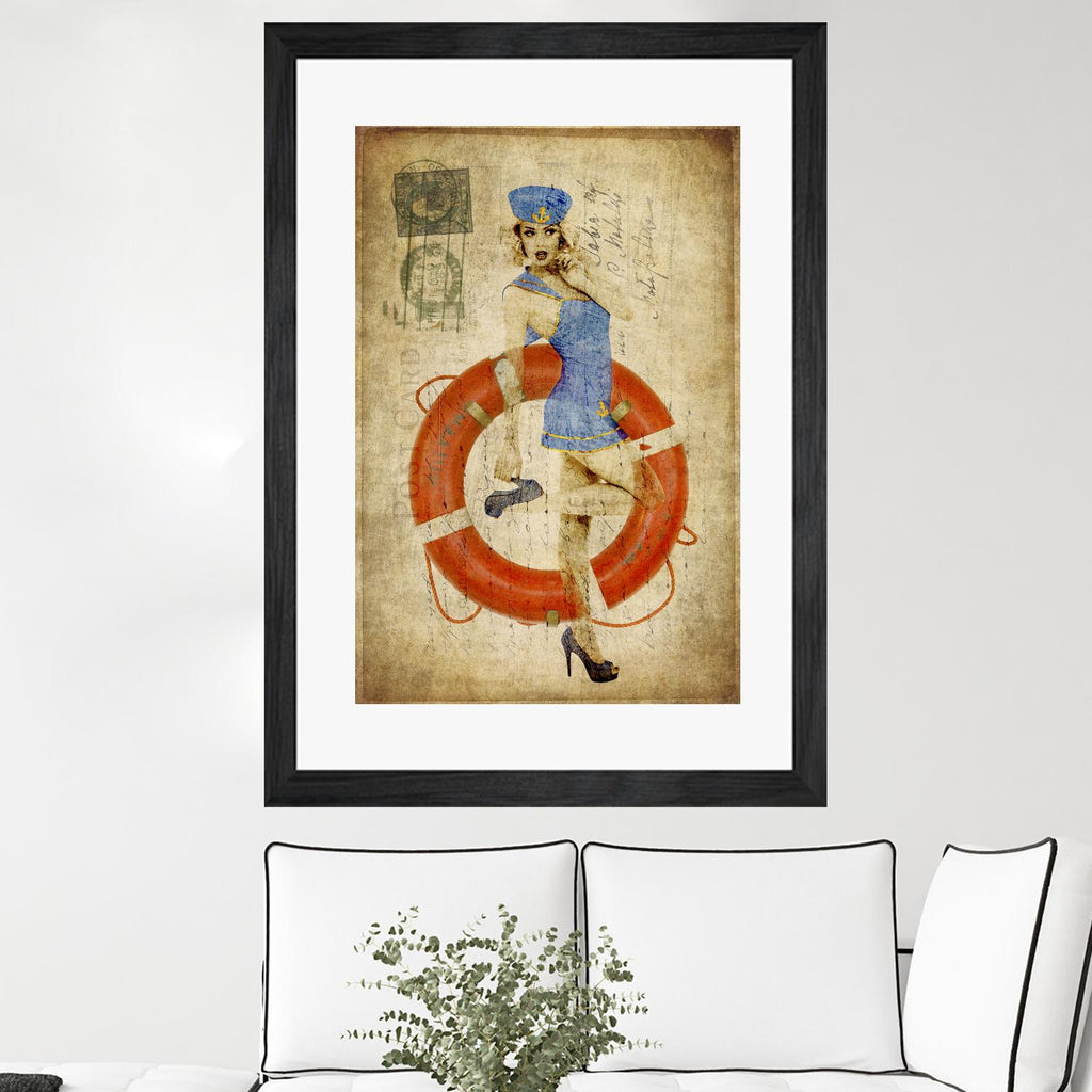 Pinup Girl Sailing by GI ArtLab on GIANT ART - red vintage