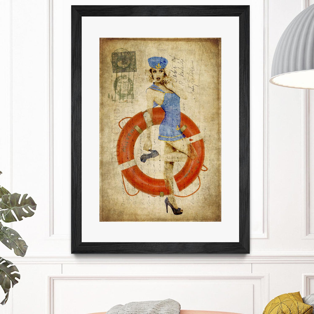 Pinup Girl Sailing by GI ArtLab on GIANT ART - red vintage