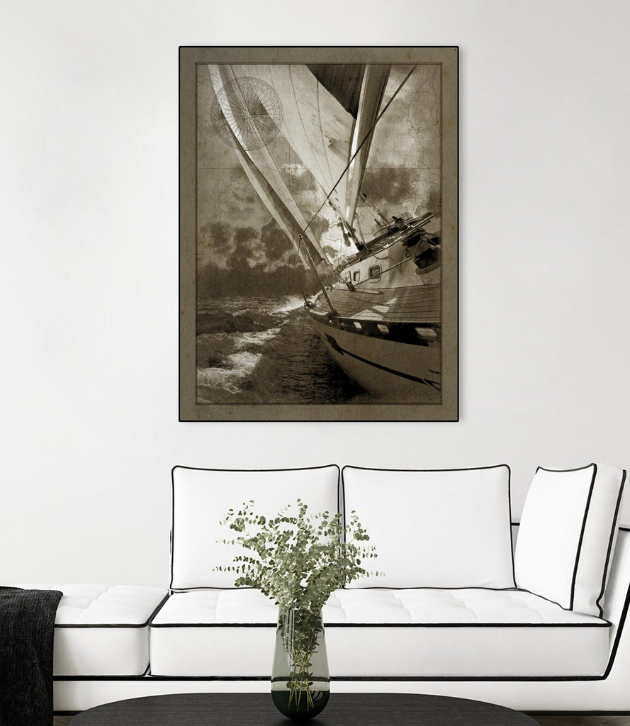 Sailing in Sepia A by GI ArtLab on GIANT ART - brown nautical