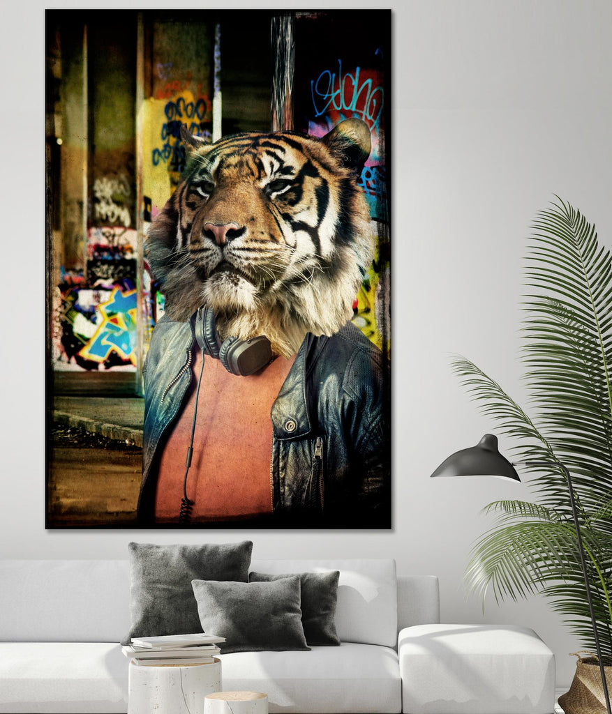 Tigre à l'affût par GI ArtLab sur GIANT ART - brun contemporain
