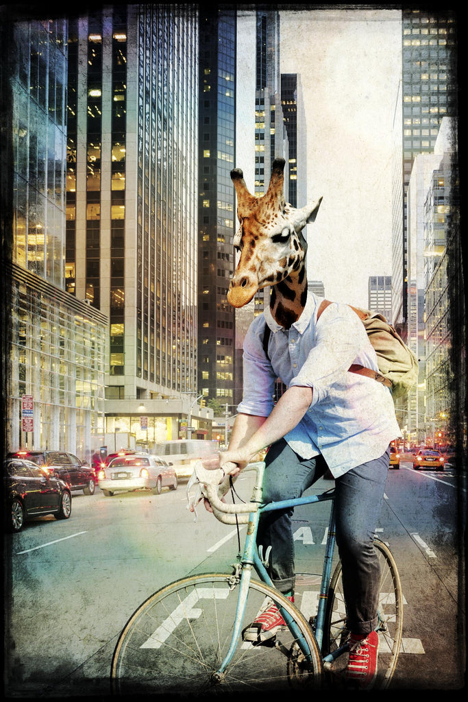 Giraffe on a Bike by GI ArtLab on GIANT ART - black contemporary