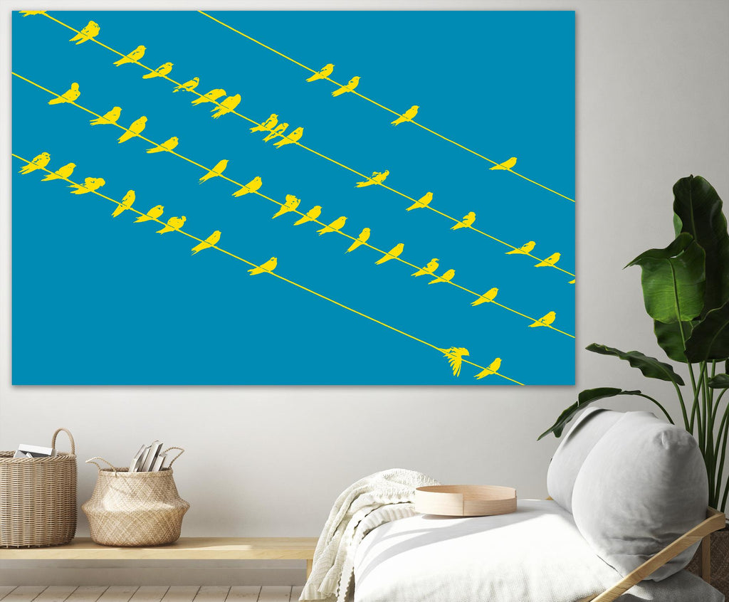 Birds on Wires by GI ArtLab on GIANT ART - yellow abstract