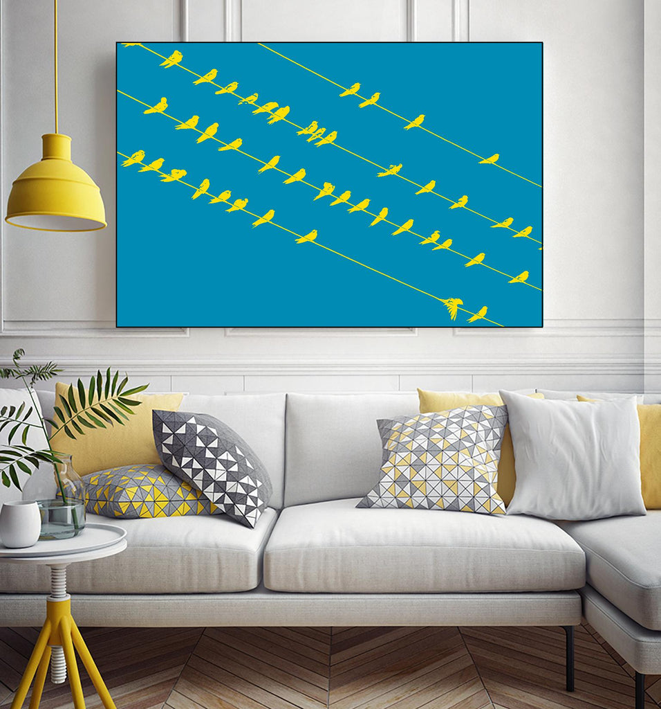 Birds on Wires by GI ArtLab on GIANT ART - yellow abstract